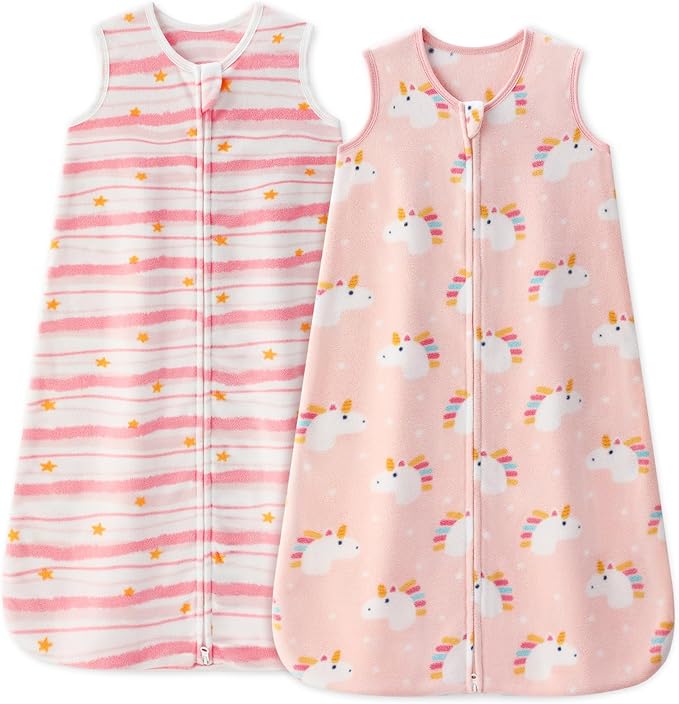 Unnivoll Fleece Baby Sleep Sack 6-12 Months 1.0 Tog Baby Wearable Blanket Microfleece Sleeping Sack with 2-Way Zipper for ...