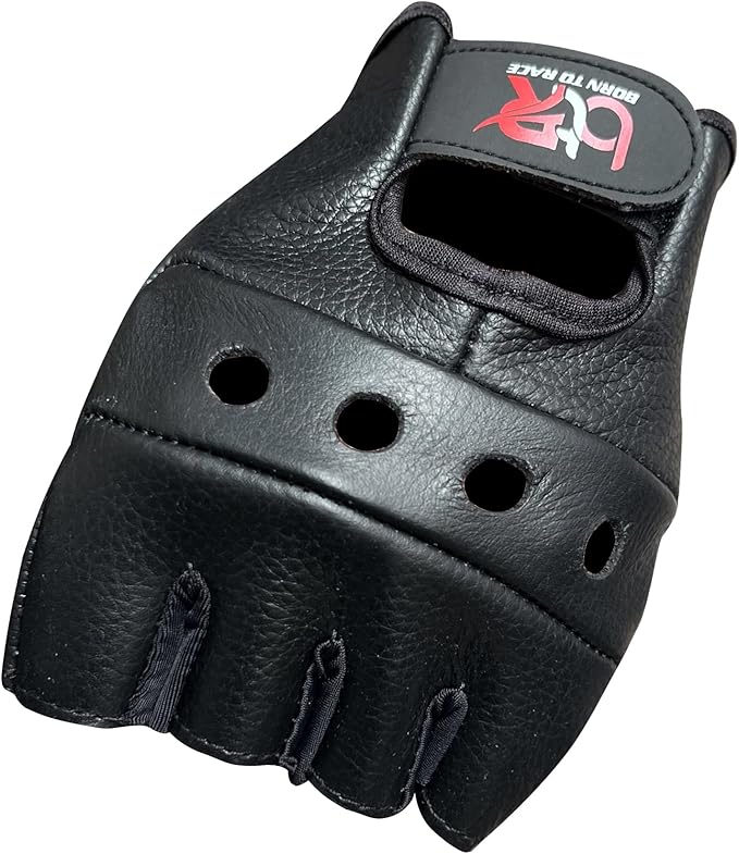 BTR BORN TO RACE Premium Cowhide Leather Driving Gloves | Fingerless Motorcycle Gloves for Men and Women | Open Knuckle De...