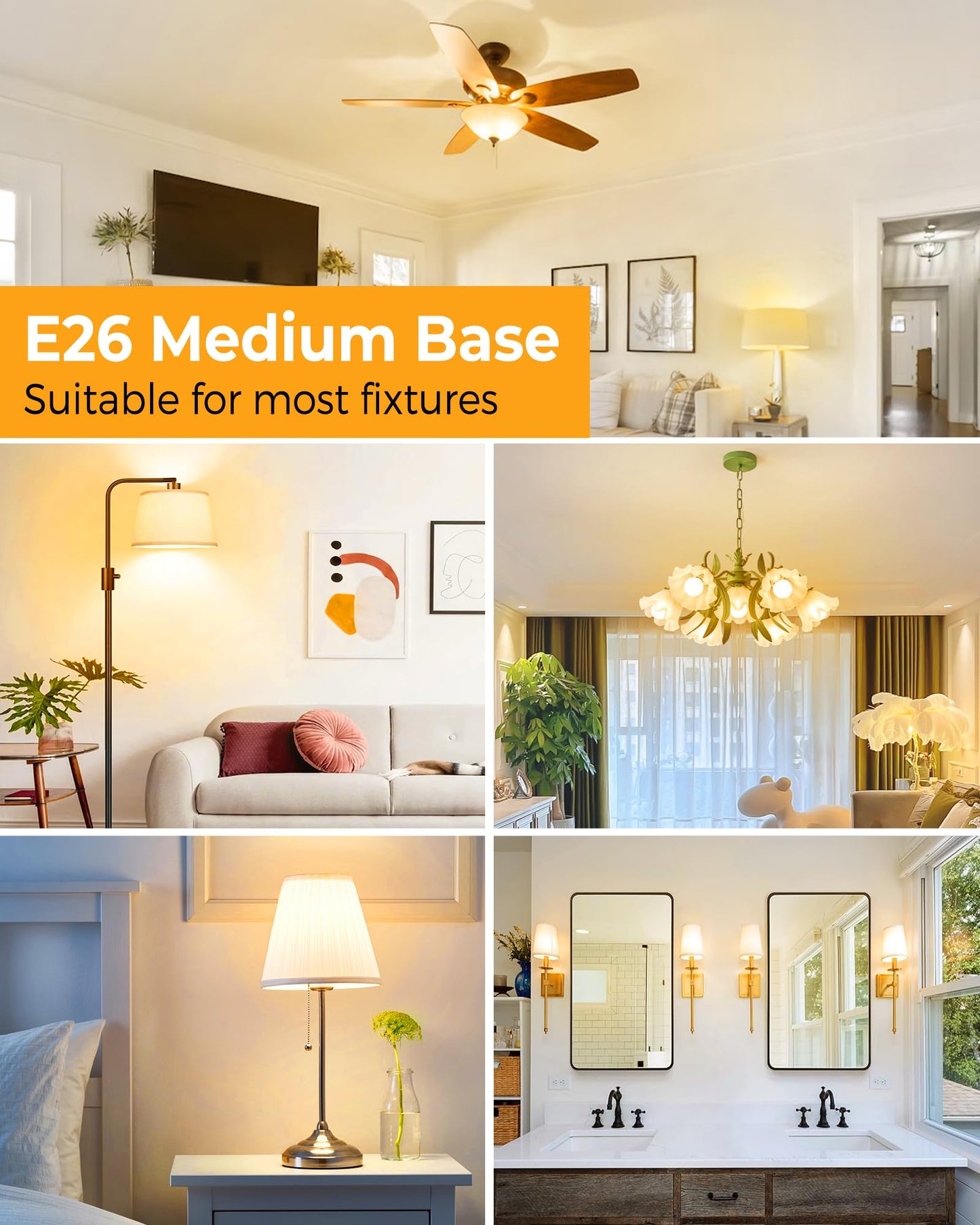 G45 Led Soft White 3000K Light Bulb  E26 Base 6W 60Watt Equivalent Globe Small Light Bulbs  Non-Dimmable Warm Lighting For Vanity Mirror  Party Decoration  Desk Lamp Lights  Living Room  6 Pack