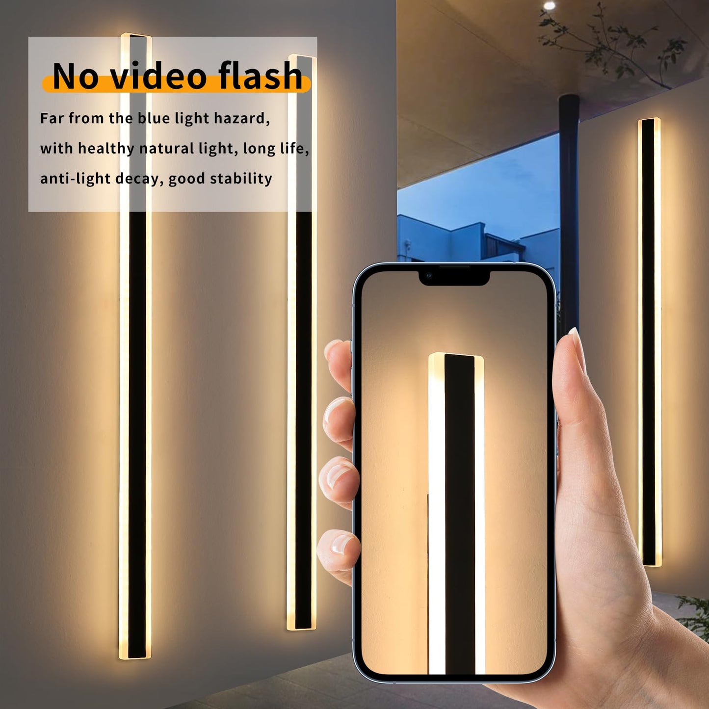 Mikeru 2Pack 71Inch Outdoor Wall Light Fixtures  10%-100% Dimmable Outdoor Wall Lights Exterior Front Porch Light 3000-6000K Wall Mounted Led Lighting For Basement  Shop Garage Lighting