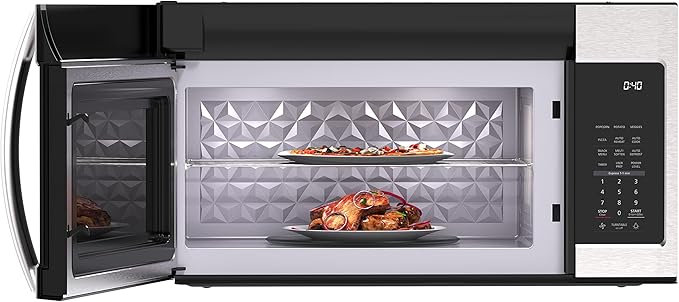 KoolMore 1.9 Cu. Ft. Over the Range Microwave Oven with Oven Lamp and 300CFM Recirculation Vent Hood Function, Auto Cook Menus, Reheat Function, 11 Power Levels, Timer, and Weight Defrost (KM-MOT-2SS)