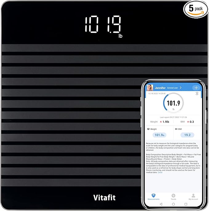 Vitafit Anti-Slip Smart Digital Bathroom Scale for Body Weight, High Accuracy Assured by Weighing Professional Since 2001,...