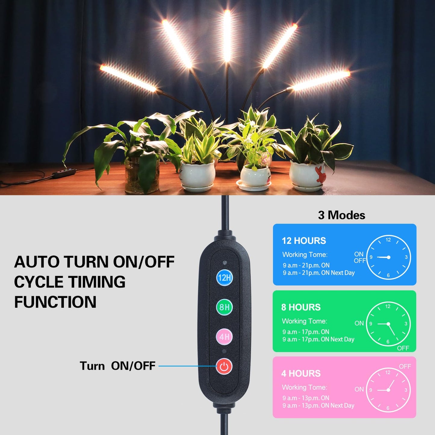 Gamechanger! 45W  Not 15W  5Head Strong Clip Grow Lights For Indoor Plants With Timer  Best Gift For Plants Lover  Led Plant Growing Lamp For Houseplants  Bonsai  Seed Starting  Seedlings  Veg  Flower