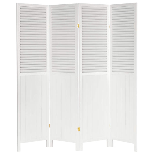 Red Lantern 6 ft. Tall Louvered Beadboard Room Divider White 4 Panel