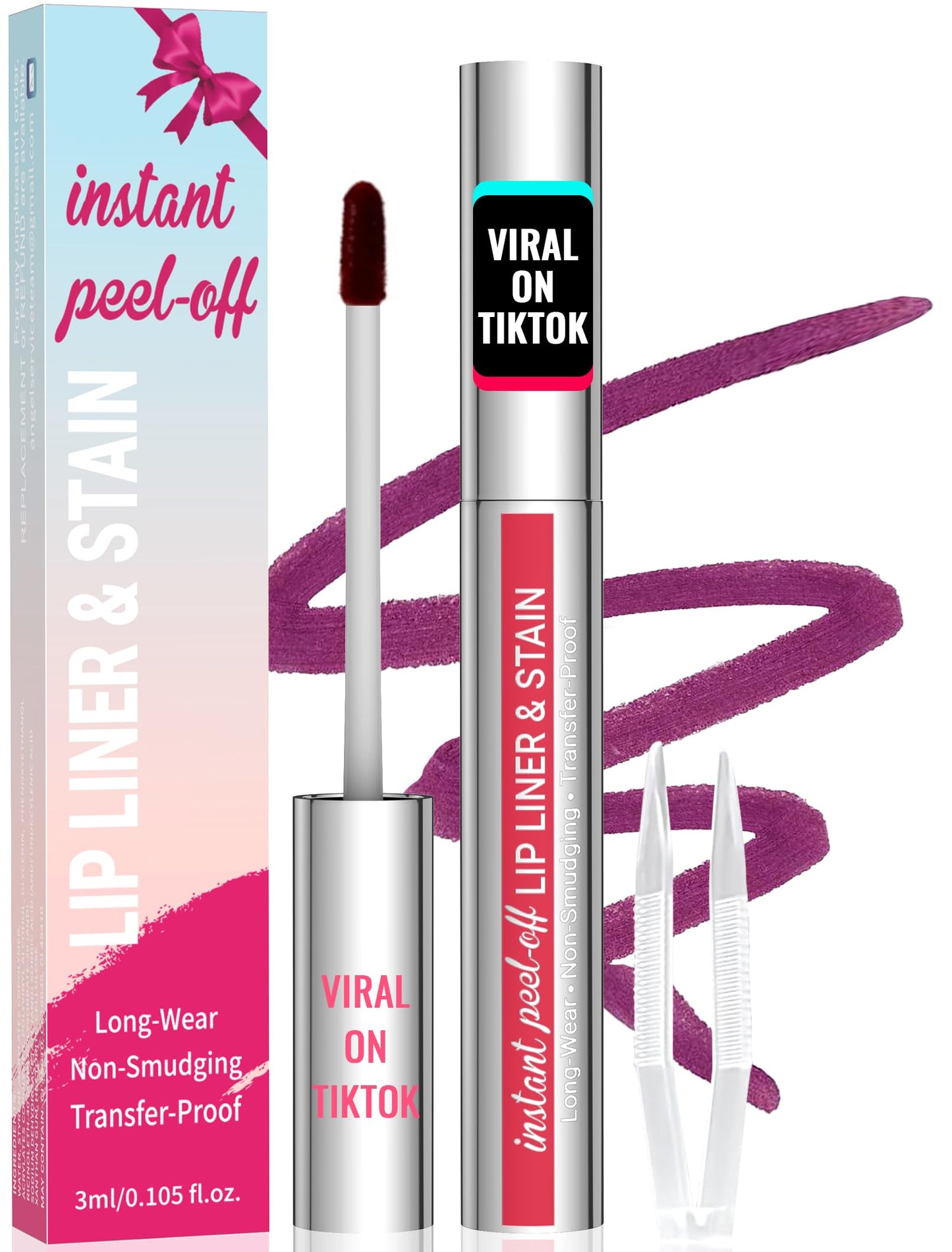iMethod Lip Stain - Lip Liner Stain, Lip Stain Peel Off with Tweezer, Long Lasting Natural, Waterproof, Easy to Use, Stay On All