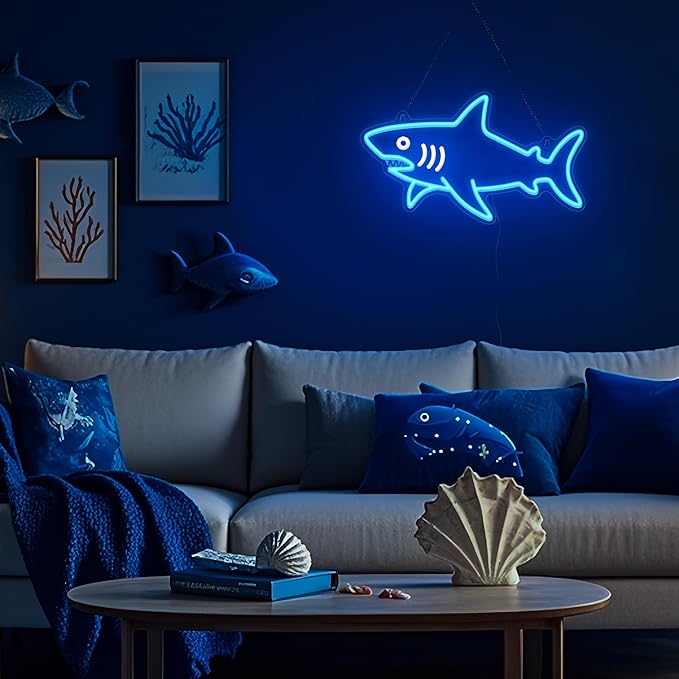 Shark Neon Light, Dimmable LED Shark Animal Neon Wall Sign USB Powered, Decorations for Bedroom Living Room Game Room Man Cave Home Birthday Gift for Boys Men