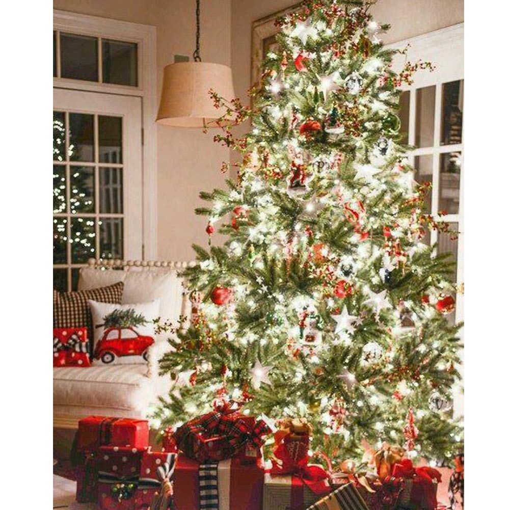HOME LIGHTING 66ft Christmas Mini Lights, 200 LED, Green Wire, 8 Lighting Modes, Indoor Outdoor Decoration, White, Model HB-200COI