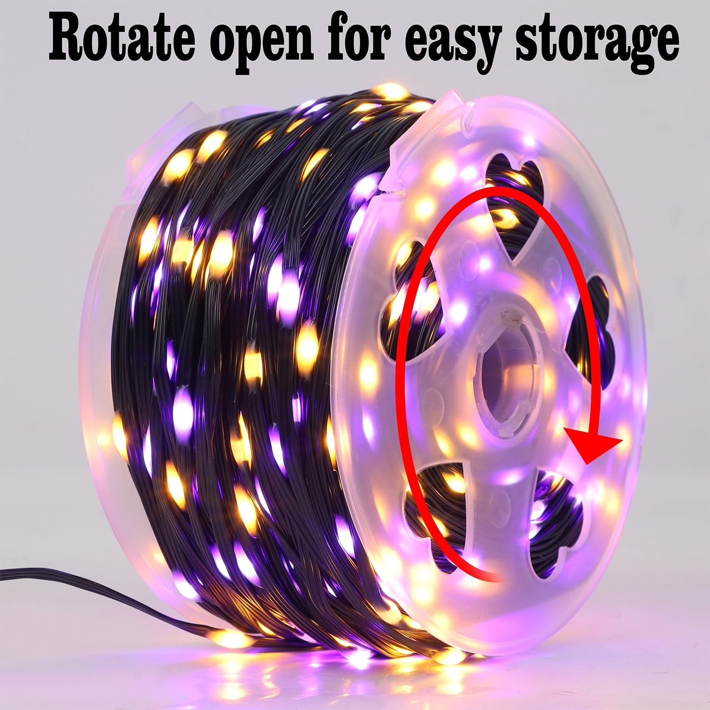 Waterglide 328Ft 1000 Led Outdoor Halloween Lights, Waterproof Orange & Purple Fairy String Lights, Model Hbb-1000Coi, 8 Modes