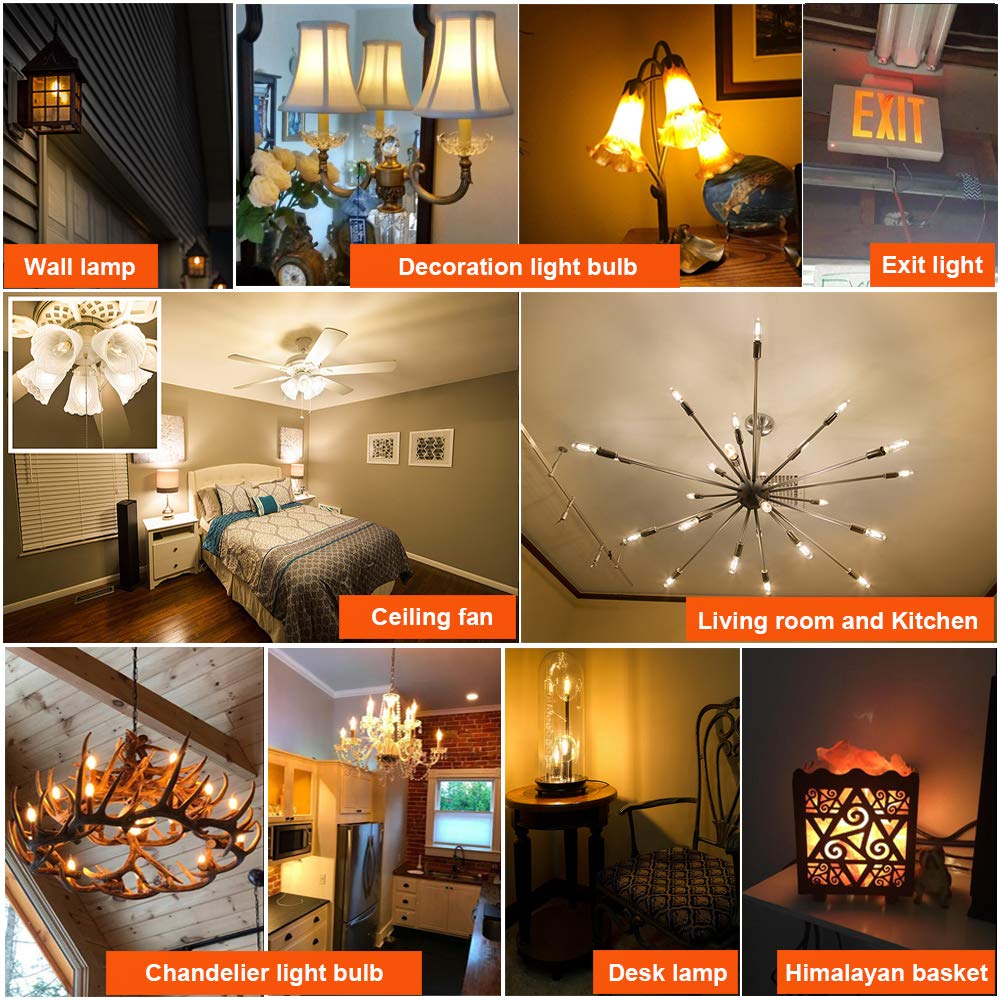 LiteHistory Dimmable t6 led Bulb 40W Candelabra led 2700K Clear 400lm 4W e12 Edison Bulb Warm White 6Pack