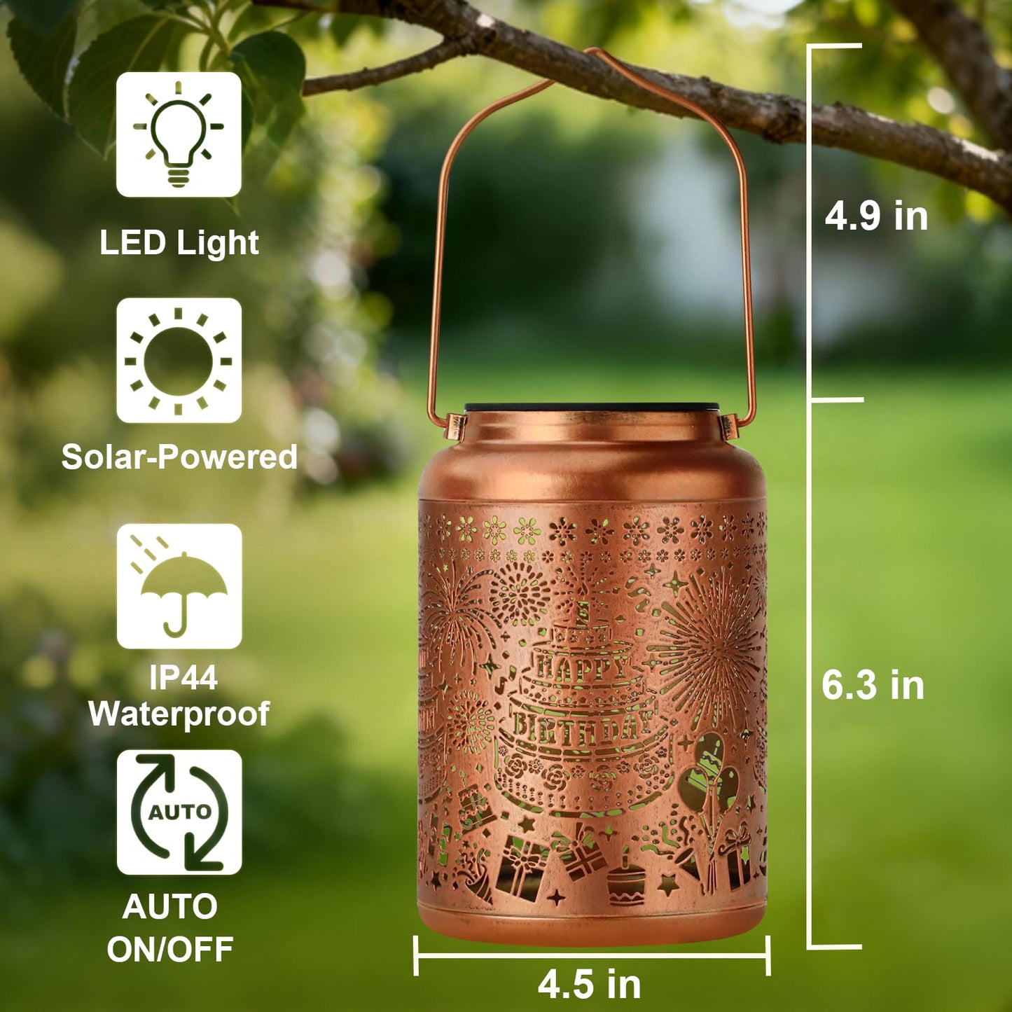 Birthday Gifts For Women Mom Grandma  Happy Birthday Gifts For Women  Solar Lantern Outdoor Waterproof Gardening Decor Hanging Solar Lights Yard Decorations Outdoor  Backyard  Patio