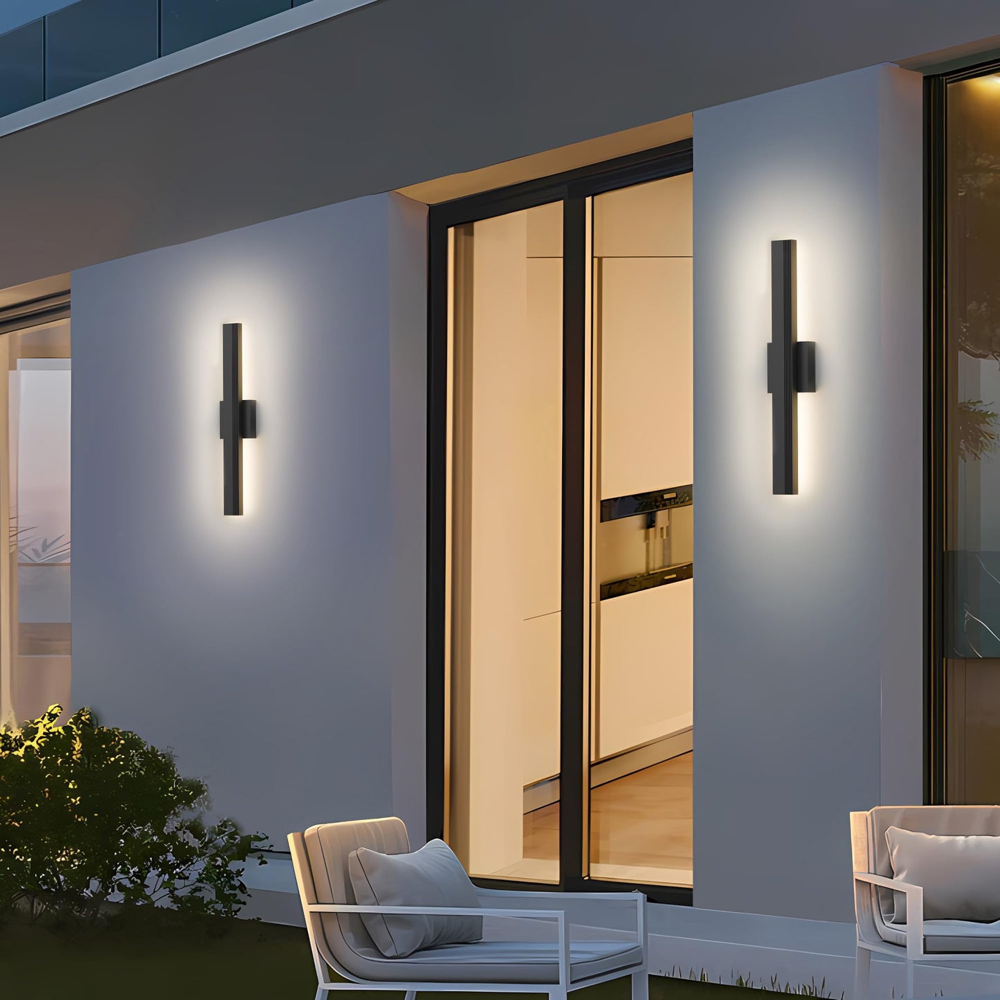 Lamqee 23.6 In Aluminum Long Outdoor Wall Light  3000K 1600Lm Integrated Led Waterproof Ip65  Linear Modern Exterior Lighting Fixtures Wall Mount Outside Sconce For House Porch Patio Garage Front Door