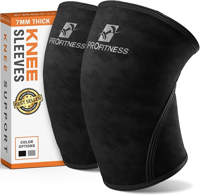 ProFitness Knee Sleeves Weightlifting Men & Women - 7mm Thick Premium Neoprene Weight Lifting Knee Sleeve for Women & Men ...