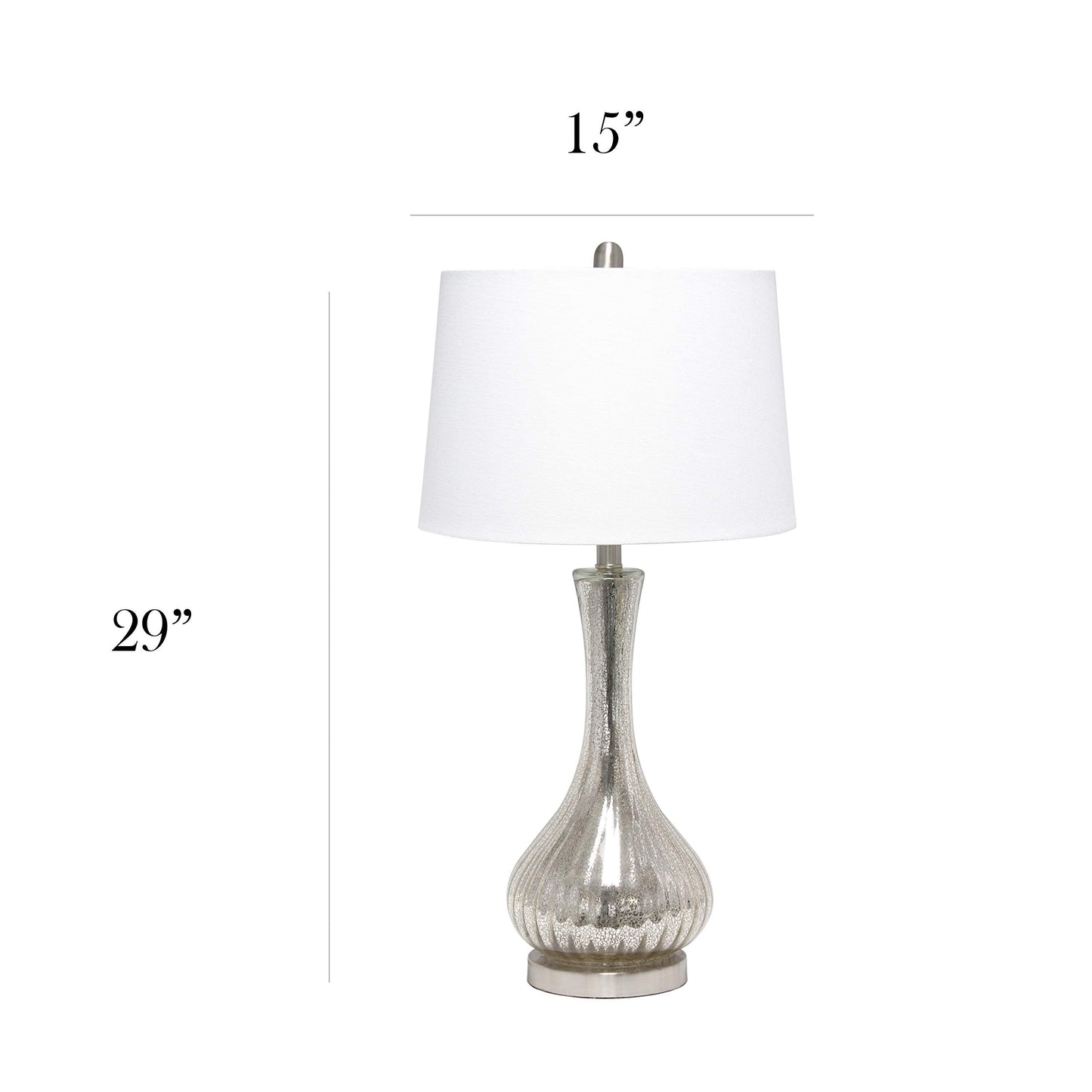 Elegant Designs LT3318-MUR Mercury Vase Table Lamp - Fabric, Mercury Color