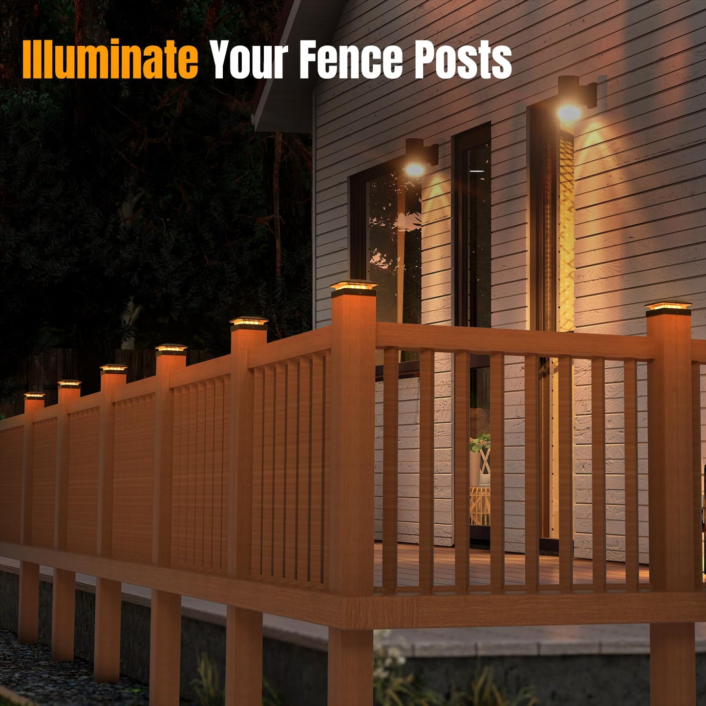 Flaow 4X4 Solar Post Cap Lights Outdoor [12 Pack Waterproof Ip65]  3 Lighting Modes For Fence Deck Patio Garden Decor  Dusk-To-Dawn Solar Powered Post Lights Fit 4X4 Wood/Vinyl