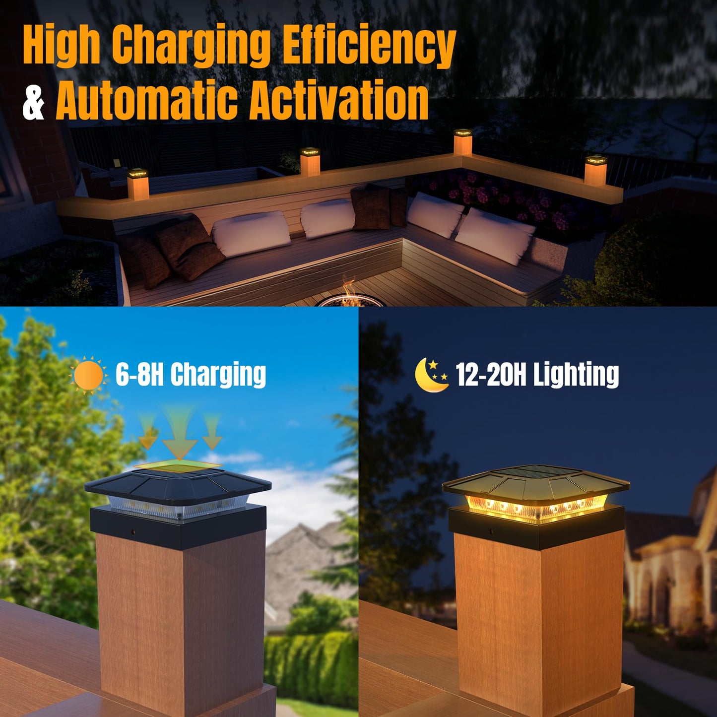 Flaow 4X4 Solar Post Cap Lights Outdoor [12 Pack Waterproof Ip65]  3 Lighting Modes For Fence Deck Patio Garden Decor  Dusk-To-Dawn Solar Powered Post Lights Fit 4X4 Wood/Vinyl