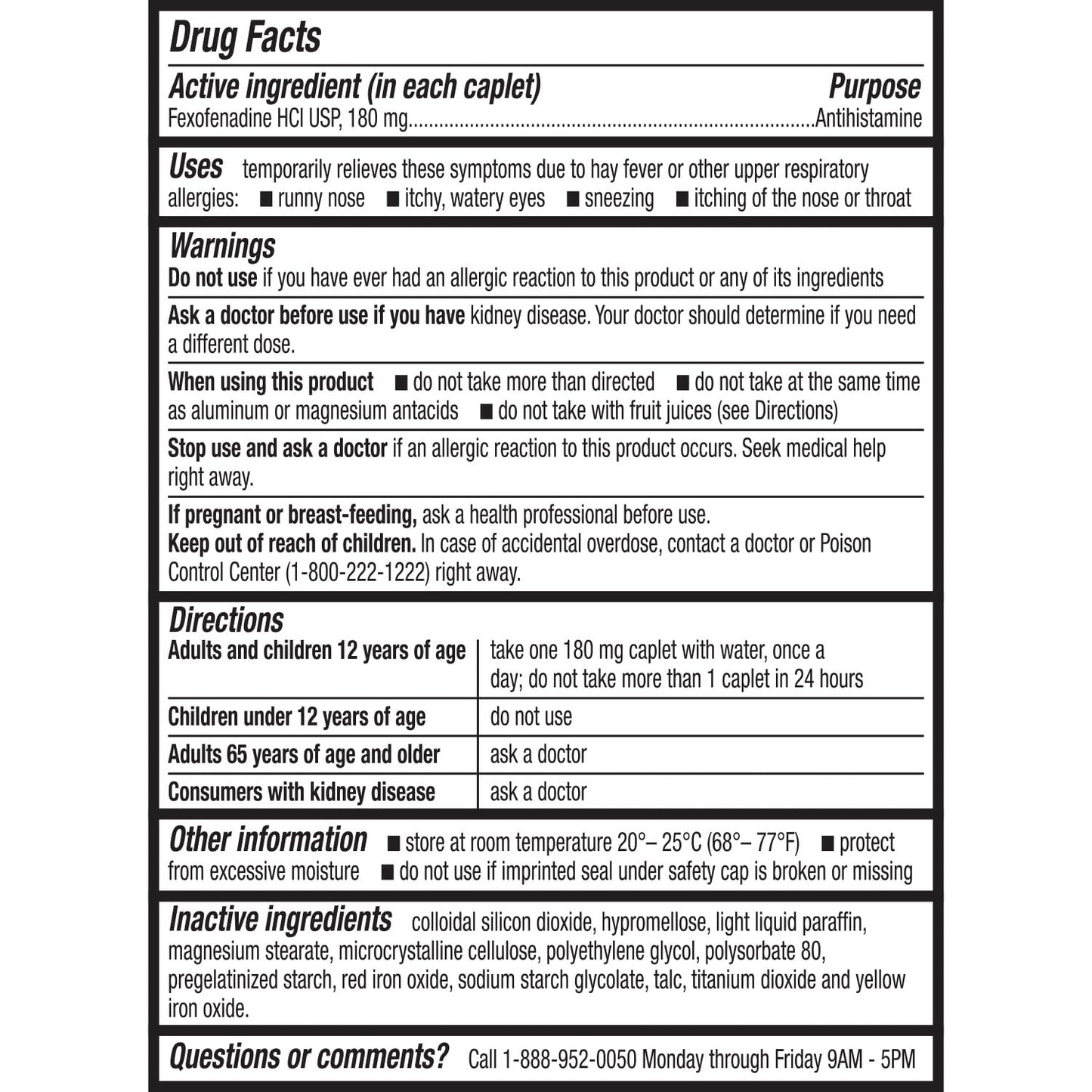 HealthA2Z® Allergy Relief | Fexofenadine Hydrochloride 180mg | 180 Caplets | Antihistamine | 24-Hour Antihistamine for Allergy Relief | Indoor/Outdoor Relief