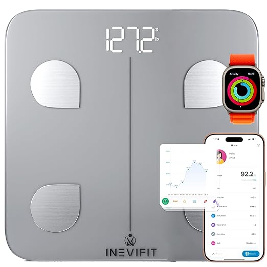 INEVIFIT Smart Body Fat Scale, Highly Accurate Bluetooth Digital Bathroom Body Composition Analyzer, Measures Weight, Body...
