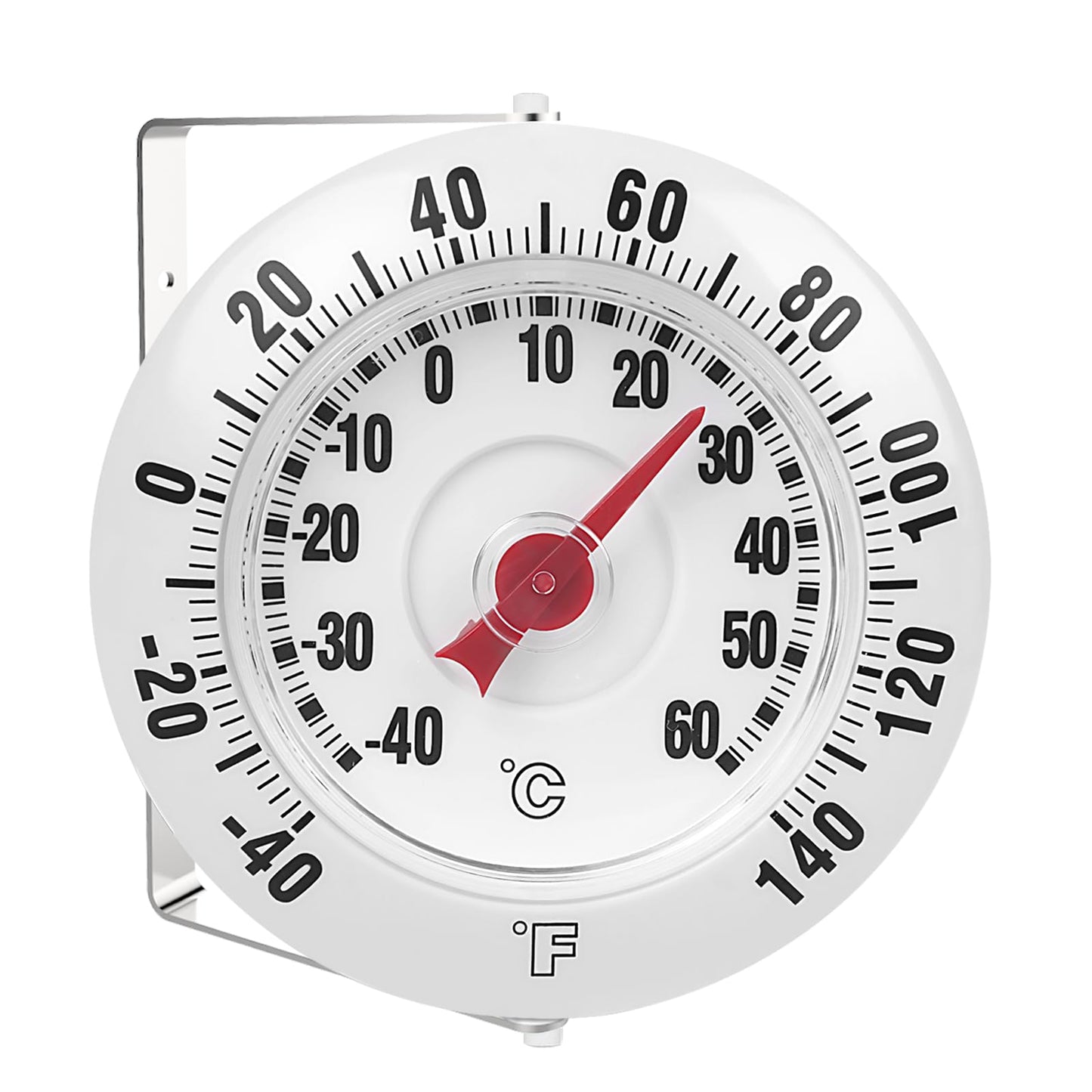 CloudHand Outdoor Wall Thermometer for Patio & Garden, 3.66" Easy-Read Dial, -40–60°C / -40–140°F Dual Scale, Weather-Resistant Housing, 360° Adjustable Bracket, Battery-Free Temperature Gauge