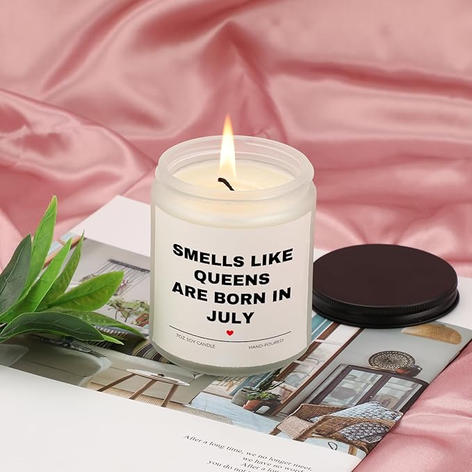 July Birthday Gifts for Women, Queens are Born in July Candle, 30th 40th 50th 60th Happy Bday Gift Idea for Girl Female Sister Mom Aunt Friend from Daughter Son Child Husband,7 OZ
