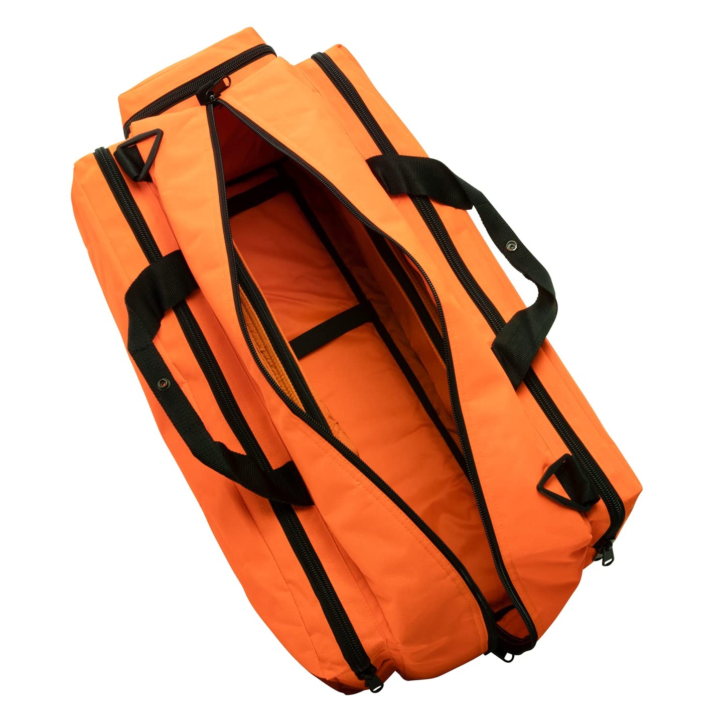 NOVAMEDIC First Responder Empty Oxygen O2 Duffle Bag, 32”x12”x13”, w/Multiple Compartments, EMT Trauma First Aid Carrier for Paramedics and Emergency Medical Supplies, Orange