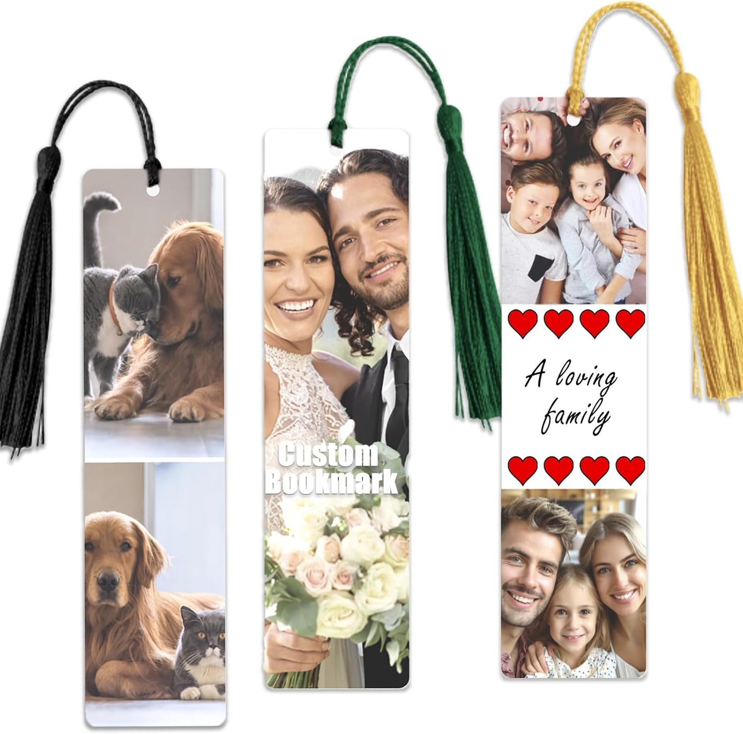 Custom Metal Bookmark, Personalized Double-Sided Bookmark with Text & Photo, Customizd Book Mark with Tassel for Book Lovers Women Men Birthday Christmas Anniversary Present
