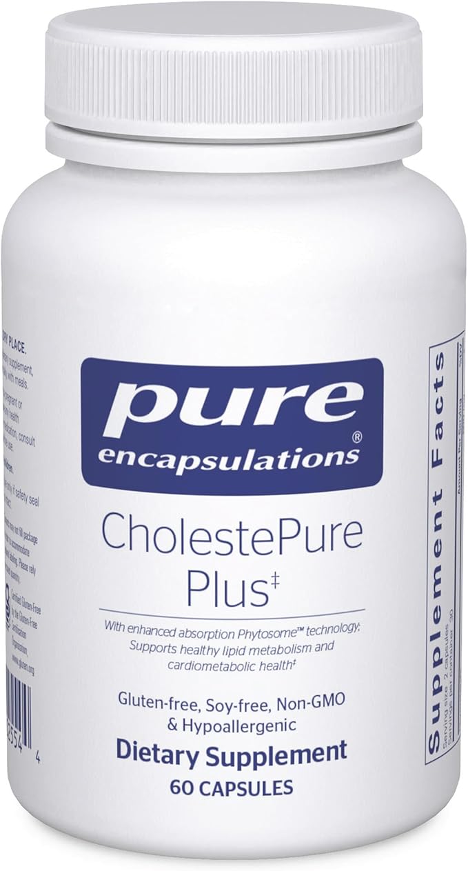 Pure Encapsulations CholestePure Plus 120's - Supports Lipid Metabolism & Heart Health* - Berberine Supplement - with Citrus Bergamot - Gluten Free & Non-GMO - 60 Capsules