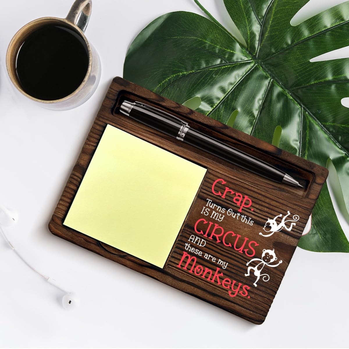 Funny Office Sticky Note Holder, Boss Gifts for Boss's Day Retirement Birthday, This is My Circus These are My Monkeys Self-Stick Note Pad Holders Office Cubicle Decor