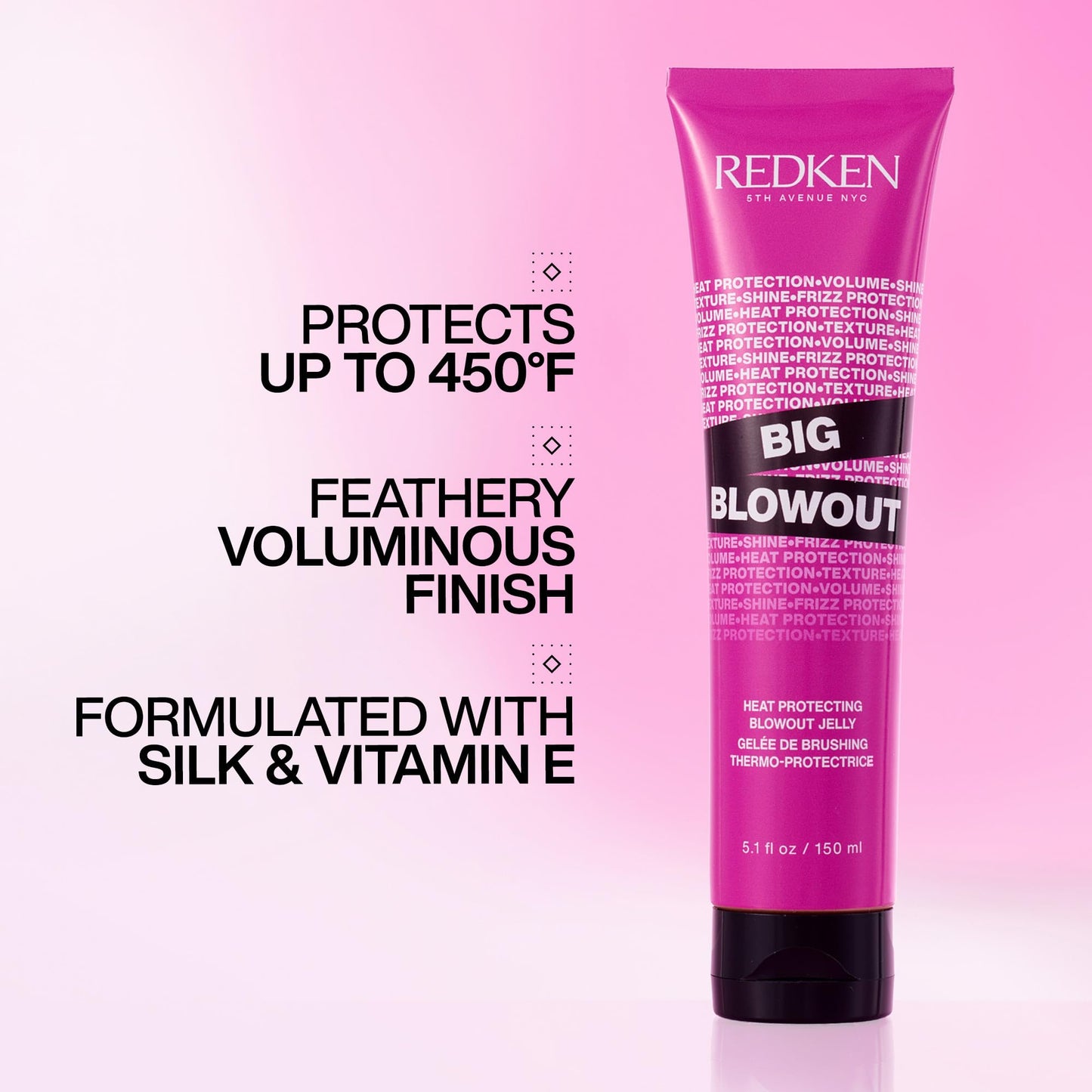 Redken Big Blowout Heat Protection Jelly Serum | Offers Shine and Texture | Frizz Control | Volume for Fine Hair | Blowdry Gel |