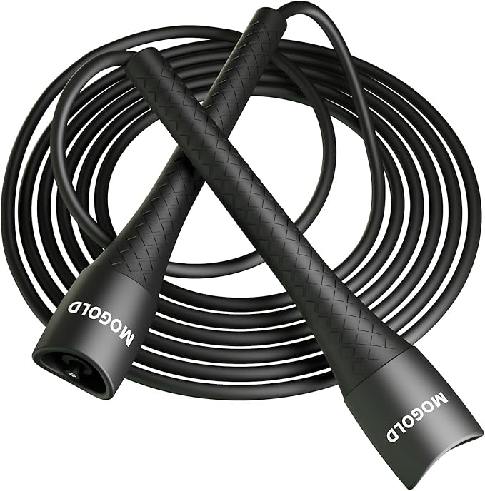 MOGOLD Unbreakable 5mm pvc Jump Rope – Pro-Grade PP Handles with Diamond Texture, 40X Strength PVC Cord, Adjustable 3m Len...