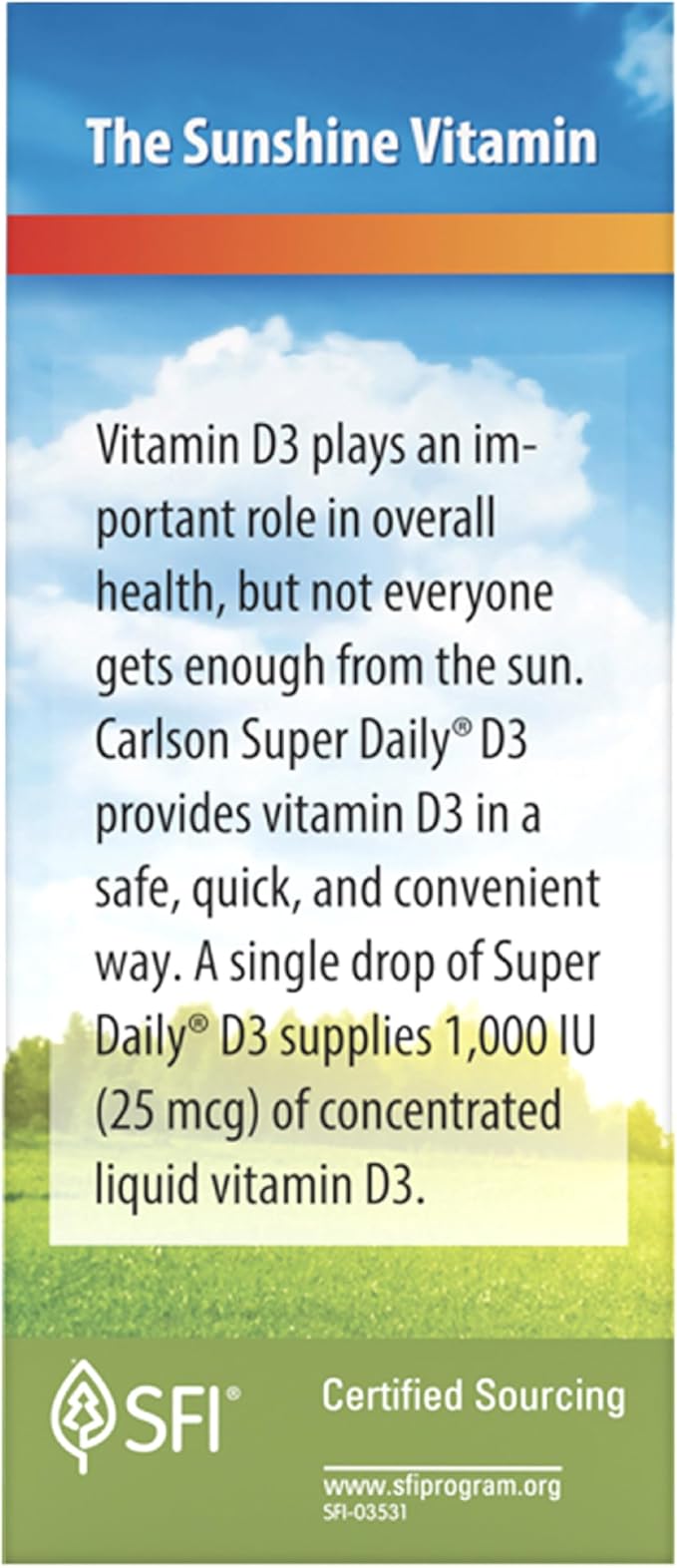 Carlson - Super Daily D3, 6000 IU (150 mcg) per Drop, Liquid Vitamin D3, 1-Year Supply, Non-GMO, Unflavored, 365 Vegetarian Drops (10.3 mL)