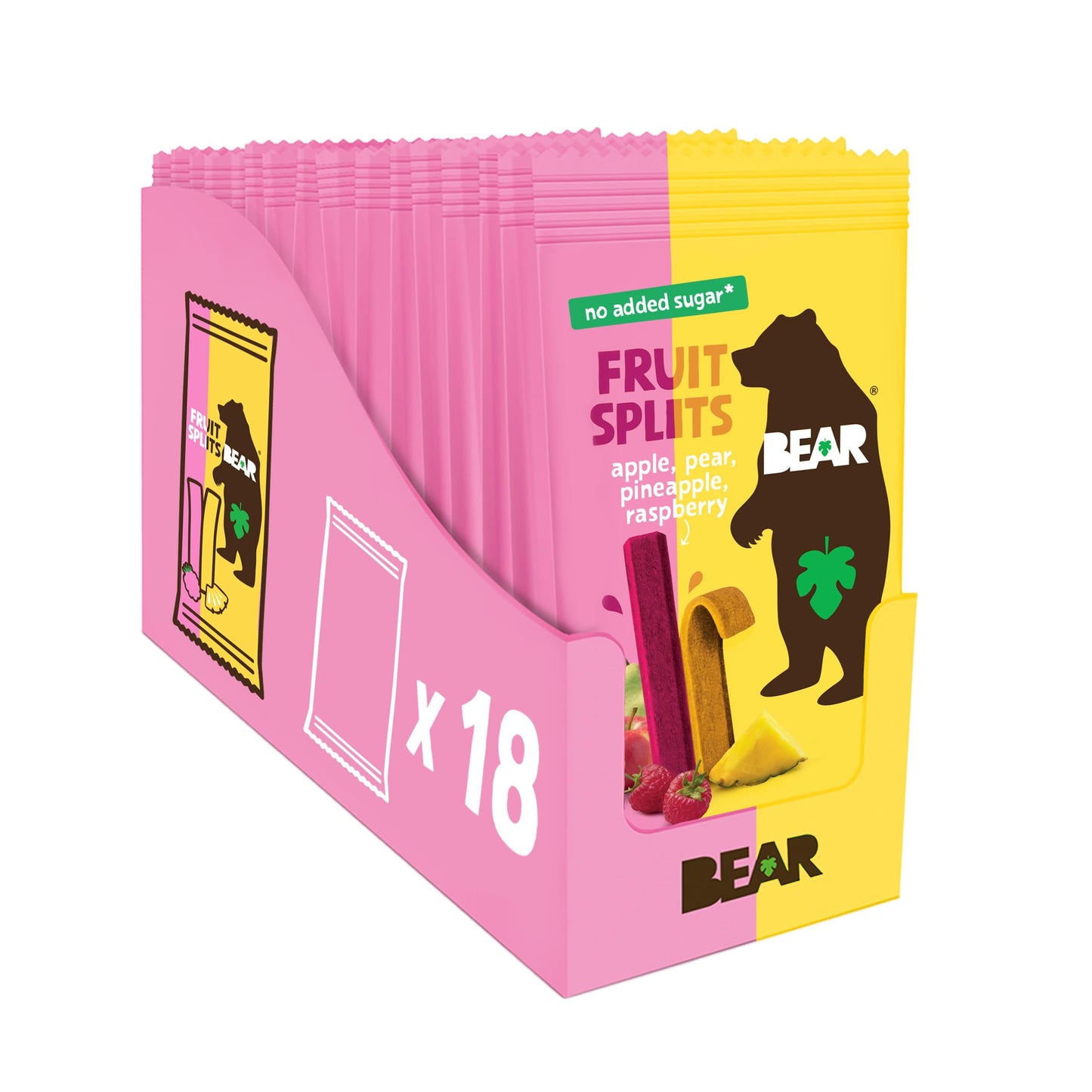 BEAR Real Fruit Snack Splits - Gluten Free, Vegan, and Non-GMO - Raspberry and Pineapple - Healthy School And Lunch Snacks For K