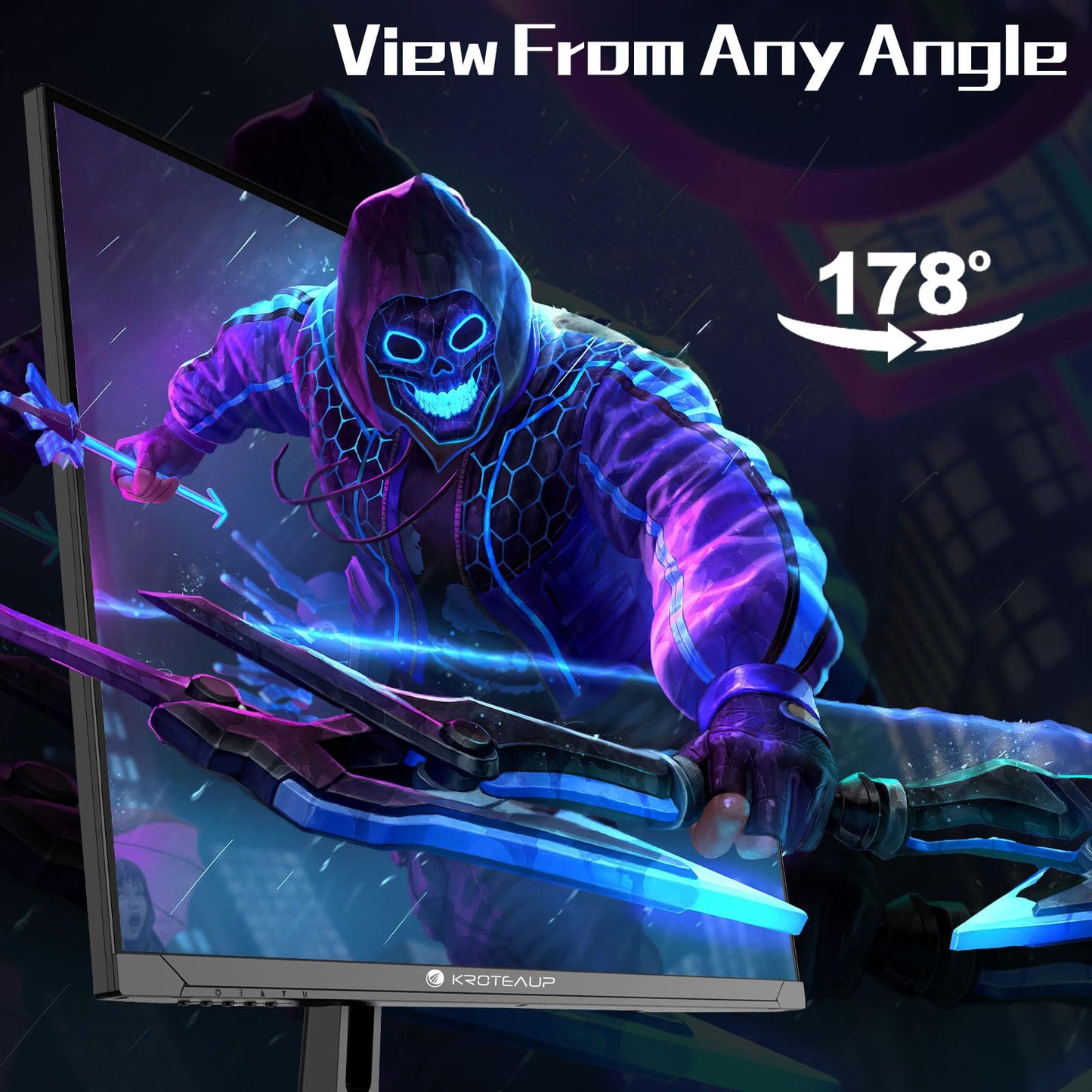 Kroteaup 32 Inch UHD Gaming Monitor, (3840 X 2160) Computer Monitor, HDR400, DCI-P3 86%，100% sRGB, Eye Care, Freesync, HDMI, Dp Port and Built-in Speaker, Support Wall