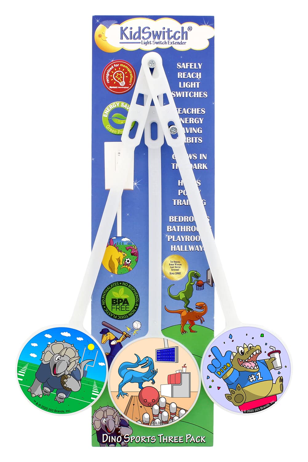Kidswitch KidSwitch Light Switch Extender - Dinosaur Sports Edition - 3 Count - Plastic