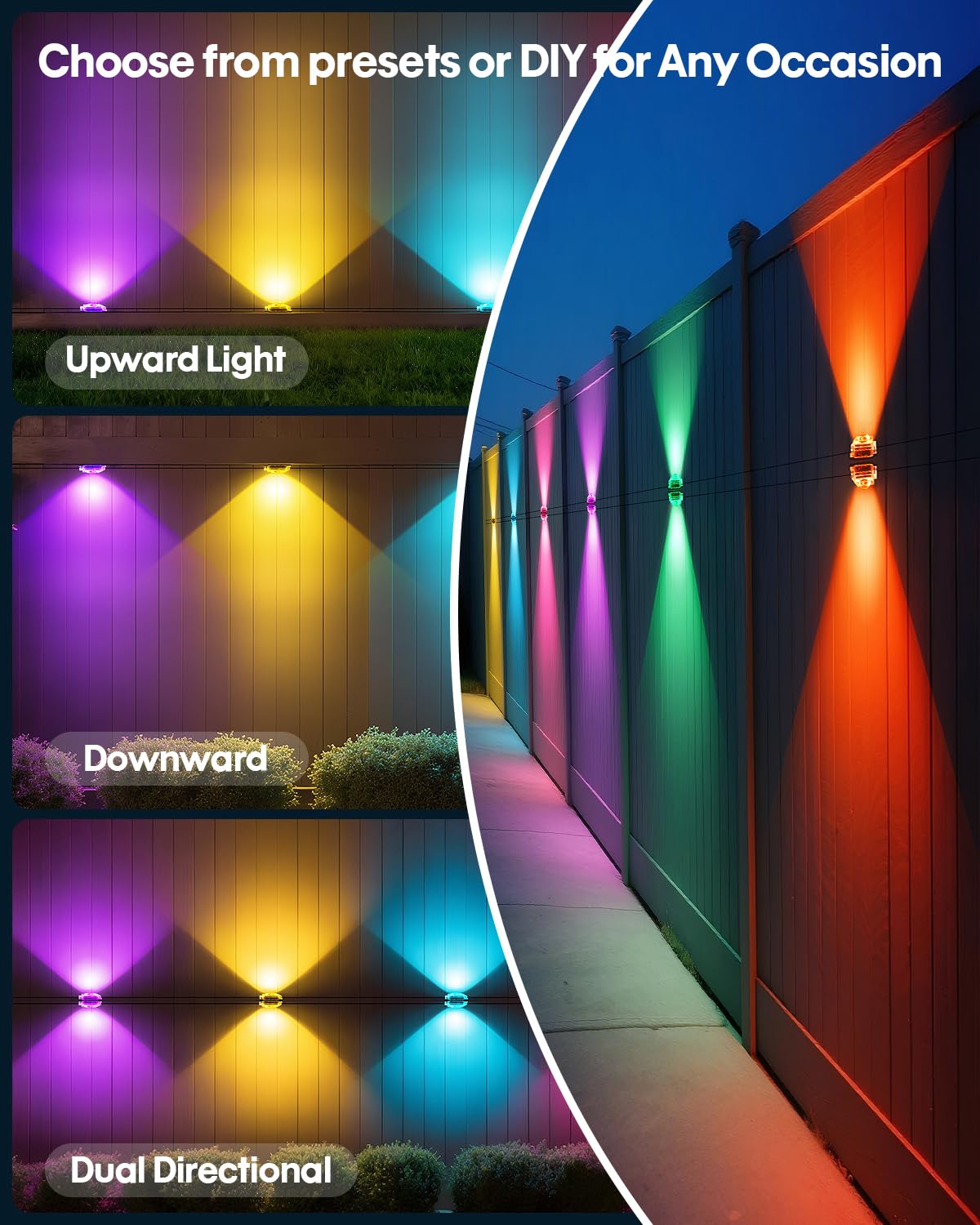 PIYOOPDR RGB-IC LED Outdoor Lights, 200FT, IP67 Waterproof, Black, Model JG-001W-10, App/Remote Control