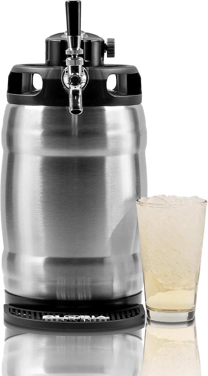 Gloria Rose 7L (1.8 Gal) Mini Keg, Pressurized Keg for Drinks, with Tap System, Co2 Regulated, Stainless Steel