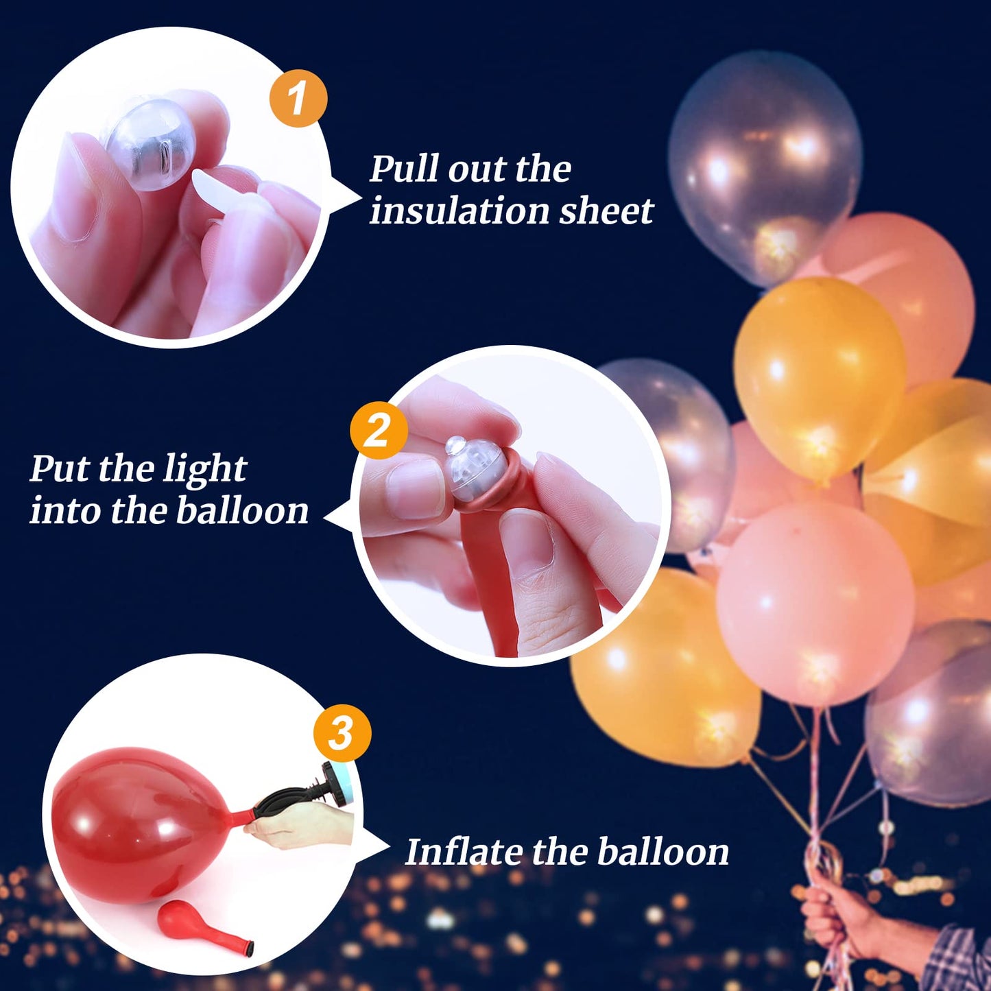 ZGWJ Mini LED Lights 200 Pcs, Warm and White, Plastic, Model A01-Mini, Party Decorations, Balloons, Paper Lanterns