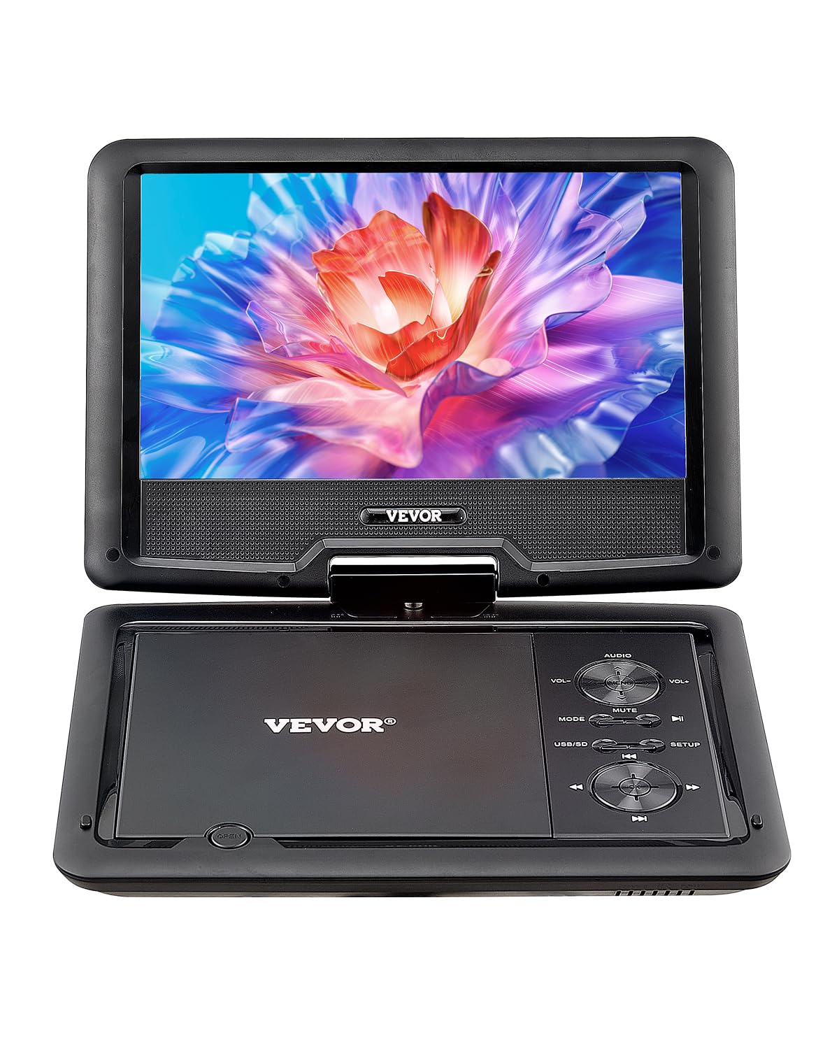 Vevor Portable Dvd Player, 10.1 Inch Hd Swivel Display Screen, 4 Hours Built-In Rechargeable Battery, Dual Speakers, Support Syn