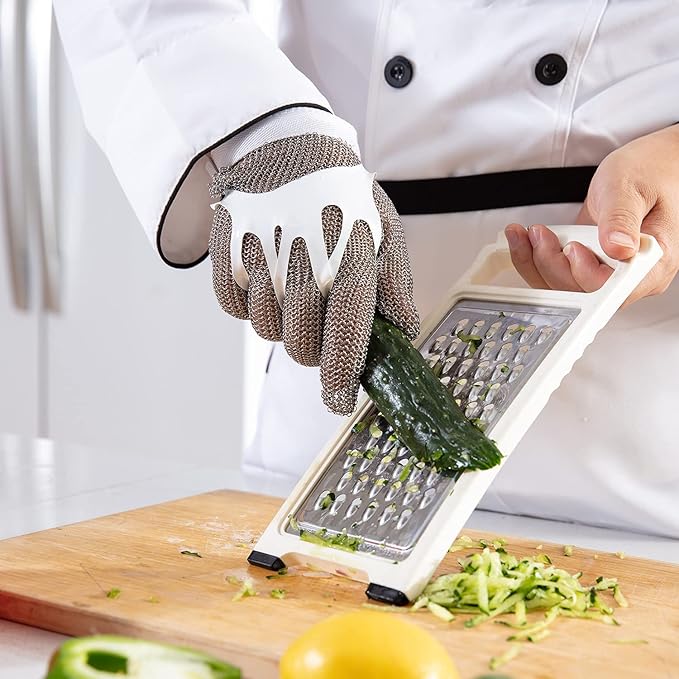 Dowellife Chainmail Glove, Cut Resistant Food Grade, Stainless Steel Mesh Metal Knife Cutting Glove for Butcher, Oyster Shucking Kitchen Mandoline Chef Slicing Fish Fillet (Large)