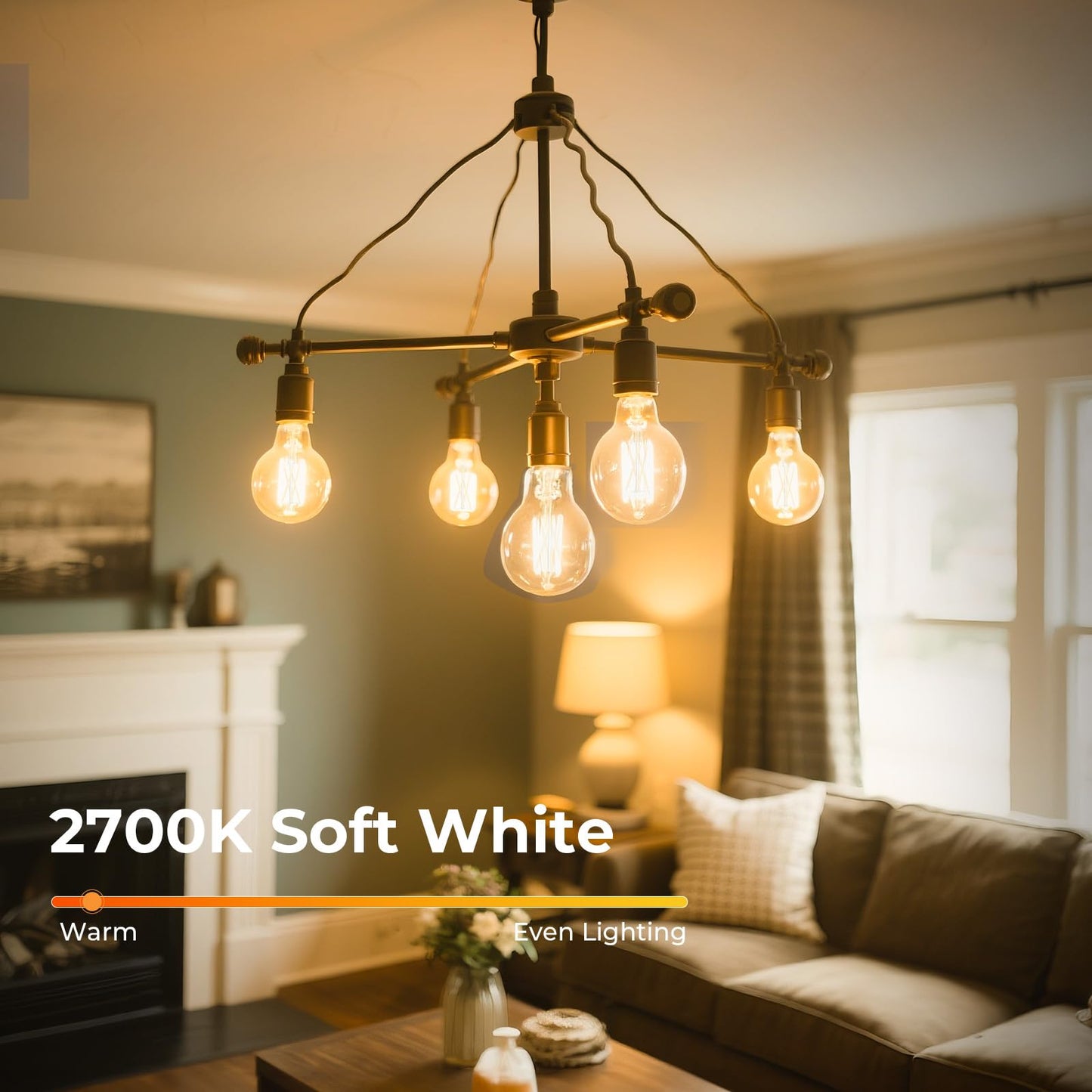 GvvooHome Dimmable E26 LED Bulb 6W, 60 watt Equivalent, Vintage LED Edison Bulbs 2700K Soft White, A19 Clear Glass LED Light Bulb for Ceiling Fan, 90+CRI, 600LM, 6 Pack