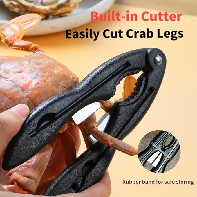 Crab Crackers and Tools Multifunctional Crab Leg Crackers Efficient Lobster Crackers Sturdy Seafood Crackers and Tools Portable Lobster Crackers and Picks Set Crab Claw Crackers Black