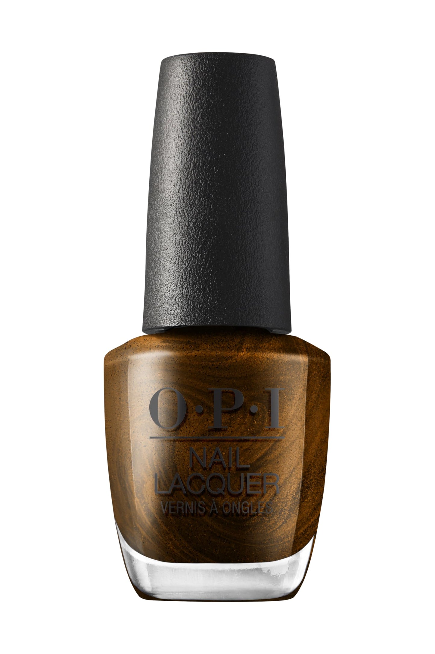 OPI Nail Lacquer Band Tease | Semi-Sheer Dark Gold Brown Metallic Chip Resistant Nail Polish | What's Your Mani-tude | Fall 2025