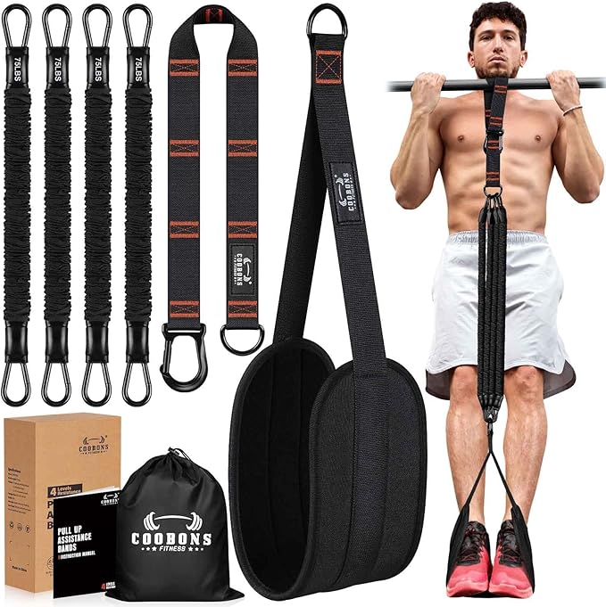 Pull Up Assistance Bands, 300lbs Heavy Duty Resistance Bands for Pull Ups with Adjustable Height, Fabric Feet Rest & Knee ...