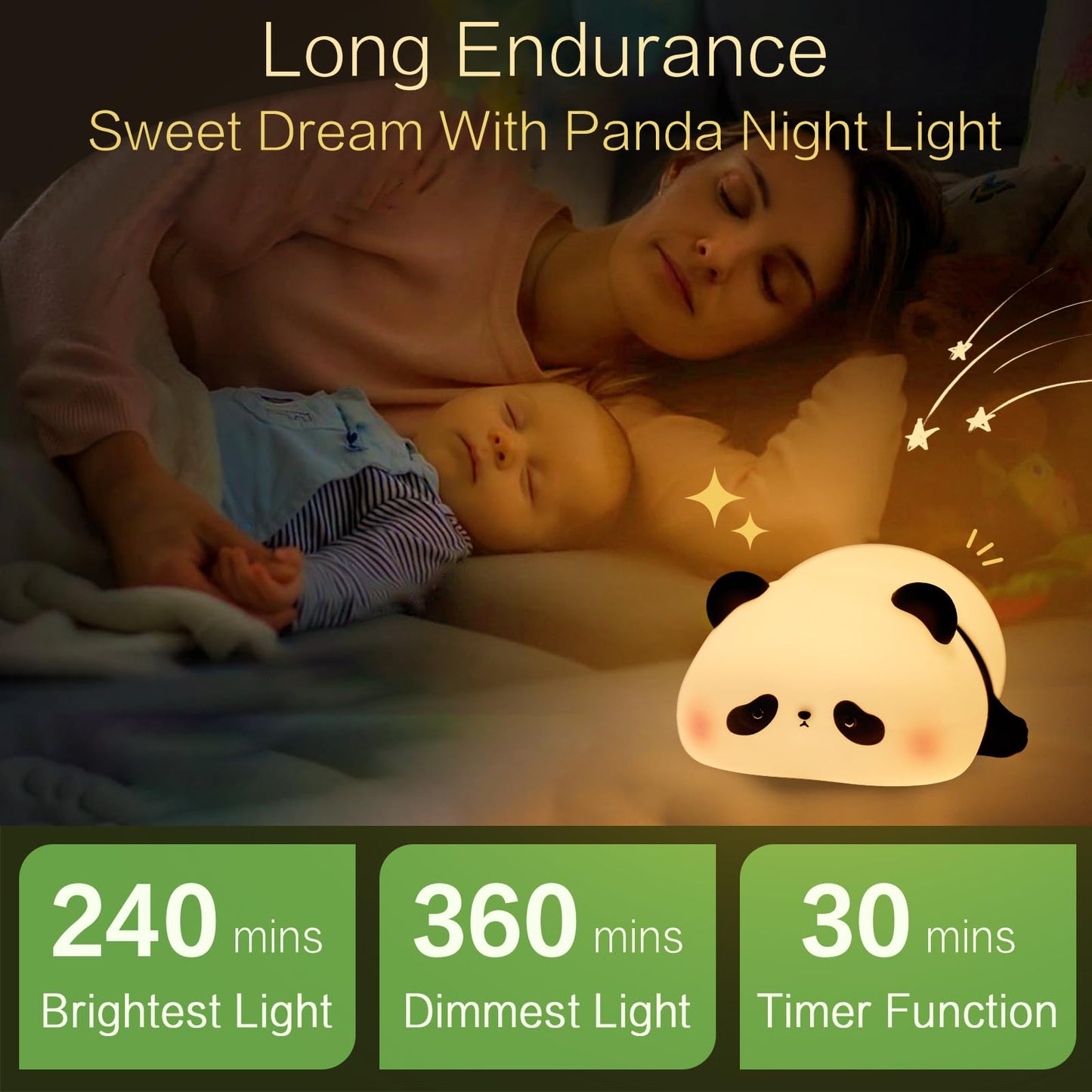 Yr Yrhh-Pet Panda Cute Night Light  Led Panda Lamp  Dimmable Novelty Animal Light  Food Grade Silicone Squishy Nightlight  Light Up Desk Decor For Bedroom College Dorm  Boys Girls Cute Pandas Gifts