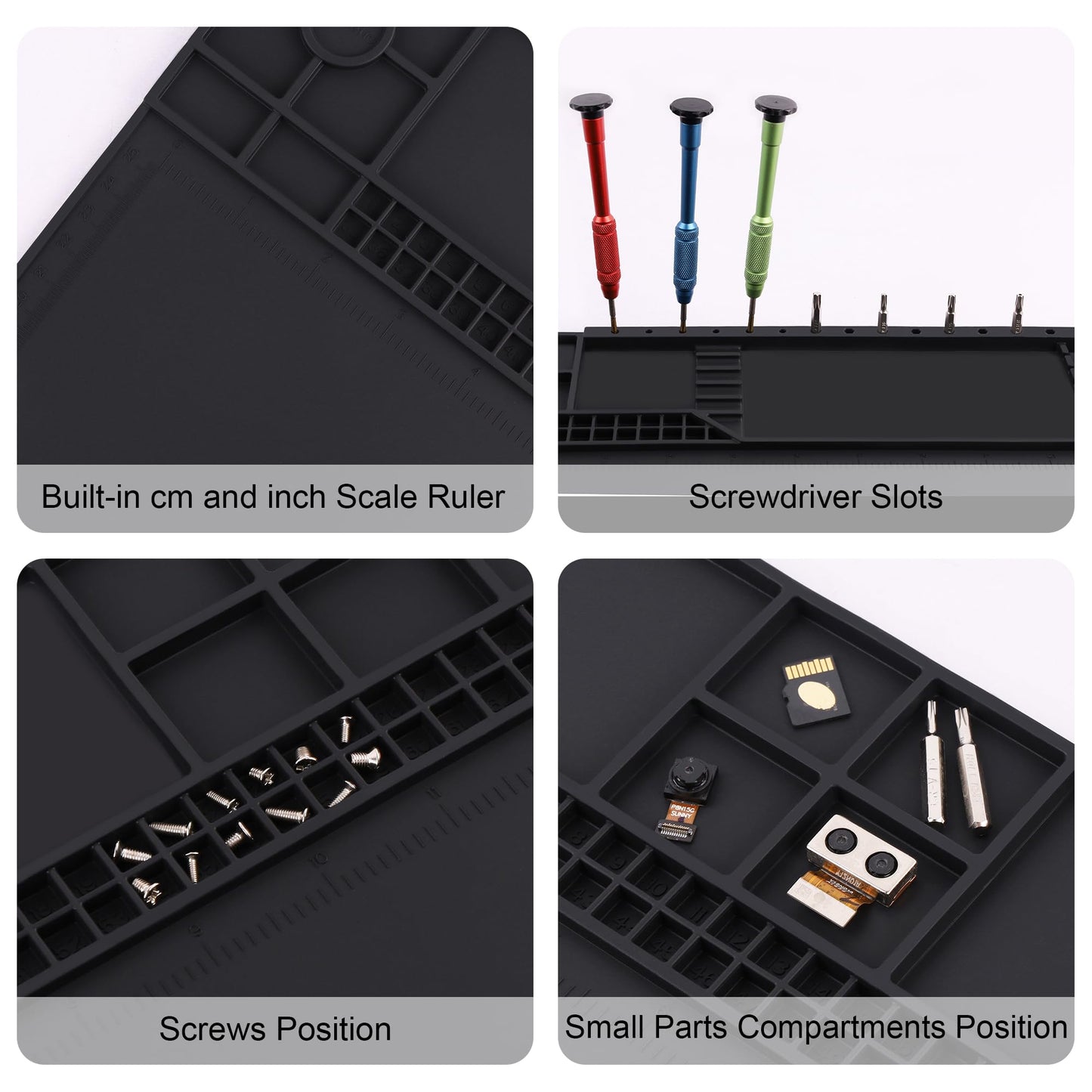 Premium Heat Resistant 932°F 22"x 14.2" Magnetic Silicone Soldering Mat Electronics Work Mat for Computer Cell Phone Laptop Repair,BGA Soldering Gun Iron Workbench Protection