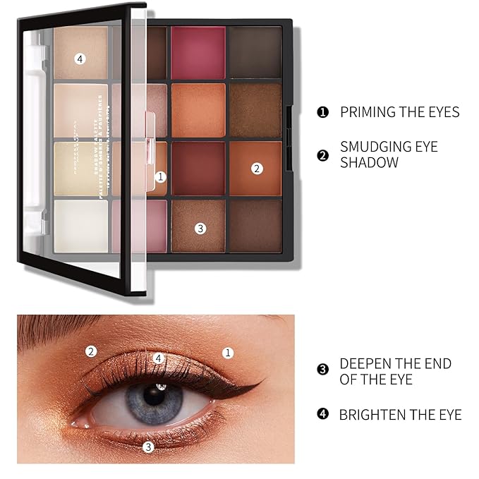 Boobeen Colorful Eyeshadow Palette Makeup-16 Colors, Matte and Glitter Eyeshadow, Bright Eyeshadow palettes, Blendable, Easy to Build Dramatic Glamour Looks (3#)