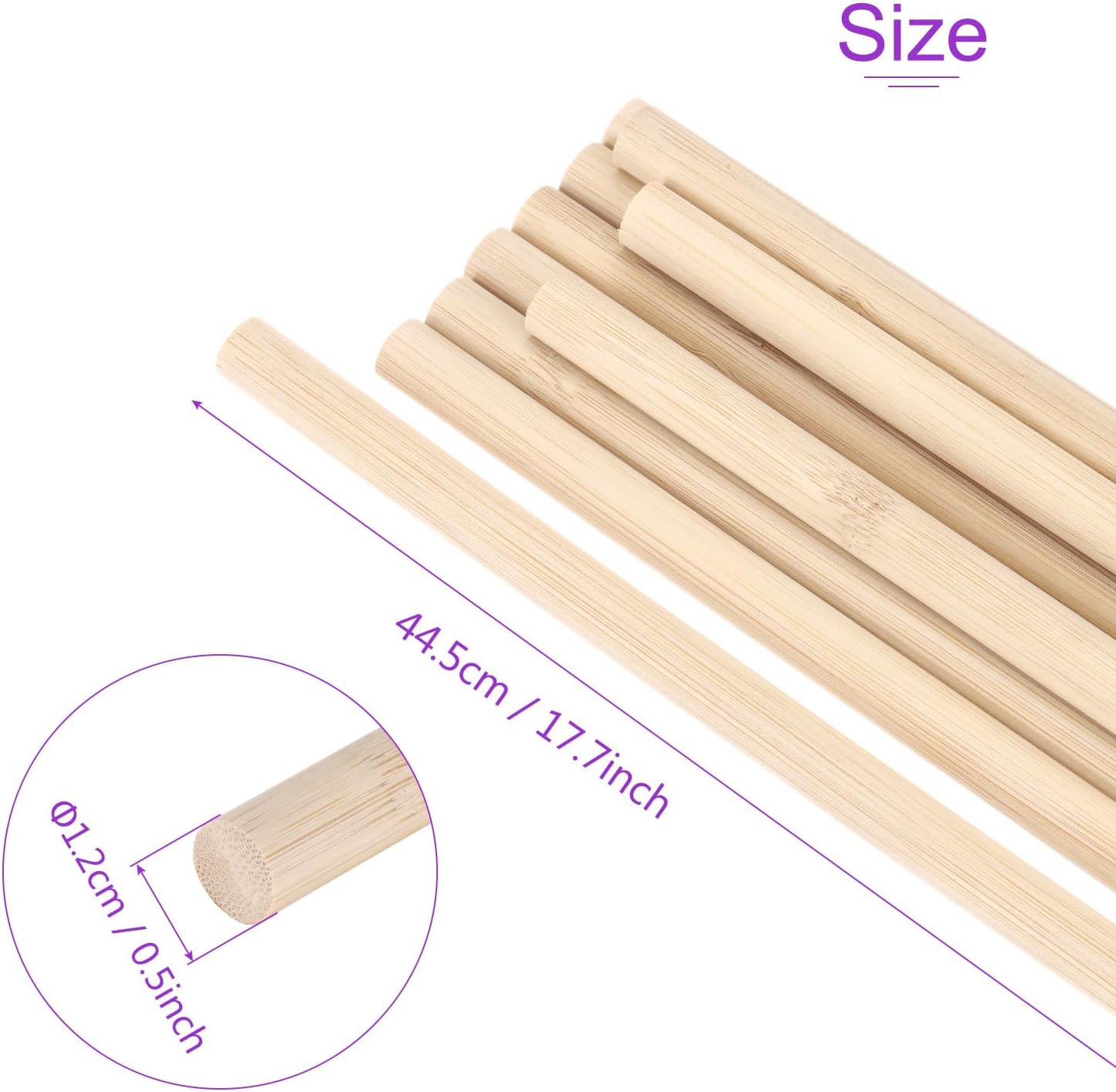 DMiotech 50 Pack 15/32" x 18" Wooden Dowel Rods Unfinished Natural Sticks Wood Craft Sticks for Home Decor Projects and Making DIY Craft,Wood Color
