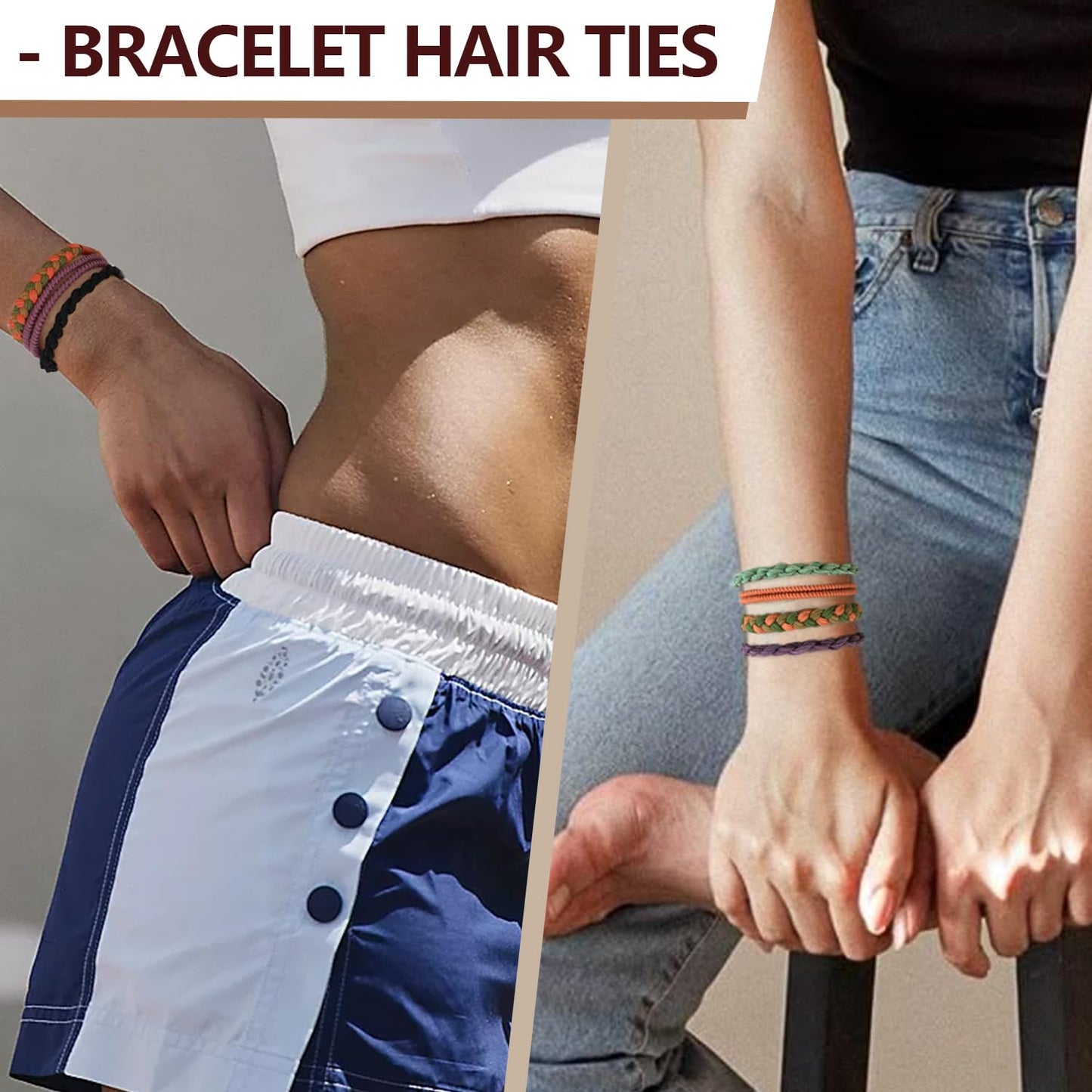 Boho hiar ties 25pcs Cute Bracelets for Thin and Thick Hair, Hair Accessories for girl or Women,Soft Dual-Use No-Damage Ties, El