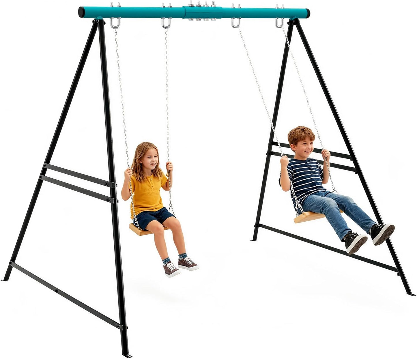 Porch Swing Stand Frame for Both Kids and Adults,440Lbs Heavy-Duty Metal A-Frame for Swing Sets for Backyard (Frame Only) (Deep Blue-2person)