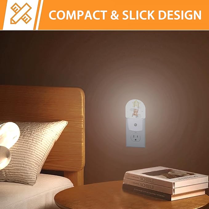 Teddy Bear Night Light,Cute Night Lights Plug into Wall with Dusk to Dawn Sensor,Lamp for Bedroom Bathroom Hallway Nightlight for Women Girls
