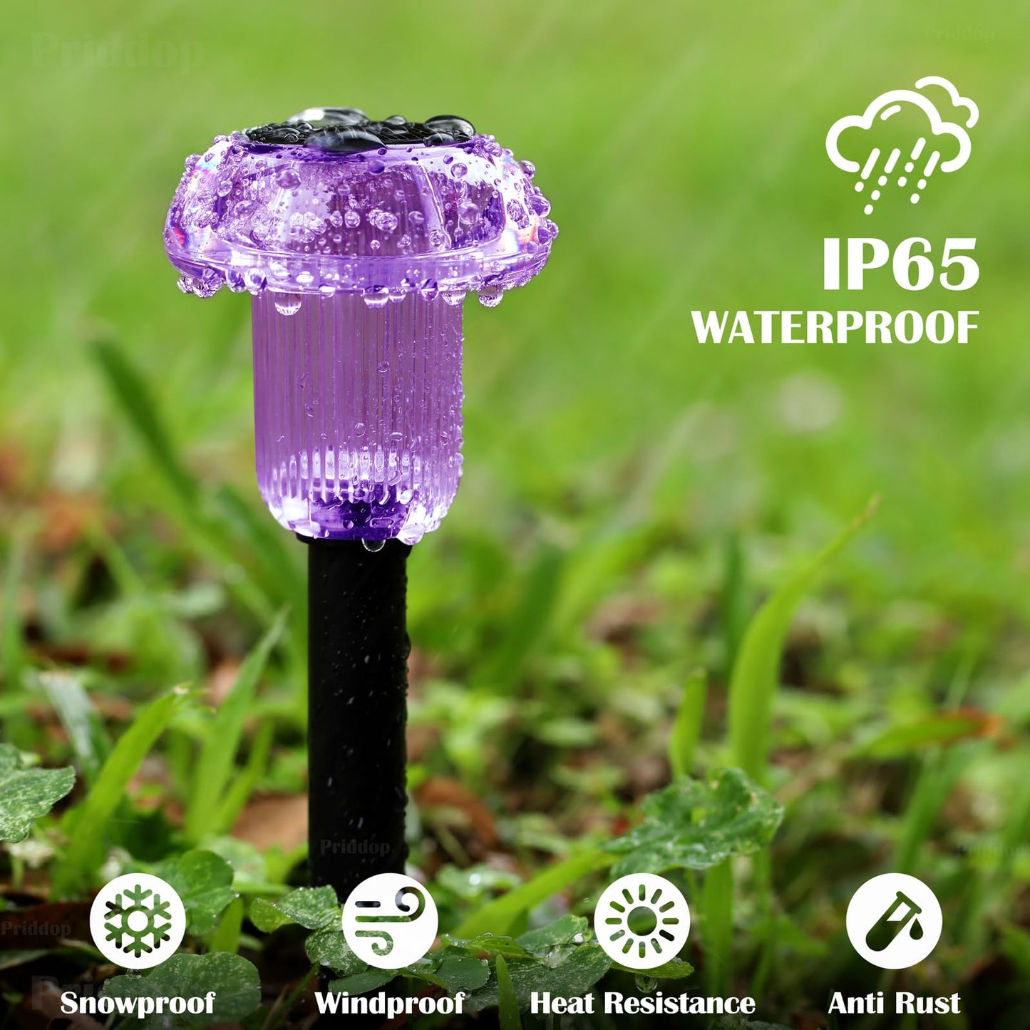 Priddop Halloween Solar Lights Outdoor 8 Pack Purple LED Waterproof Mushroom Outside Lights for Yard Garden Patio Pathway Walkway Landscape Halloween Decorations